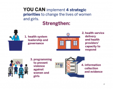 Graphic of the four strategic priorities to change the lives of women and girls