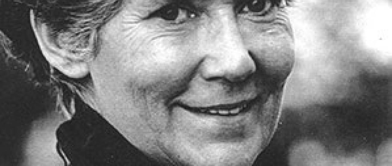 Black and white portrait of Diana Russell